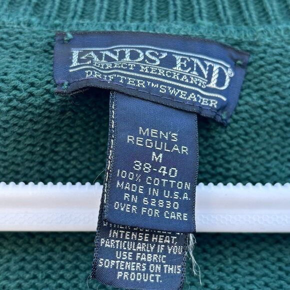 90’s Lands’ End Men's Green Sweater Medium - Picture 2 of 3